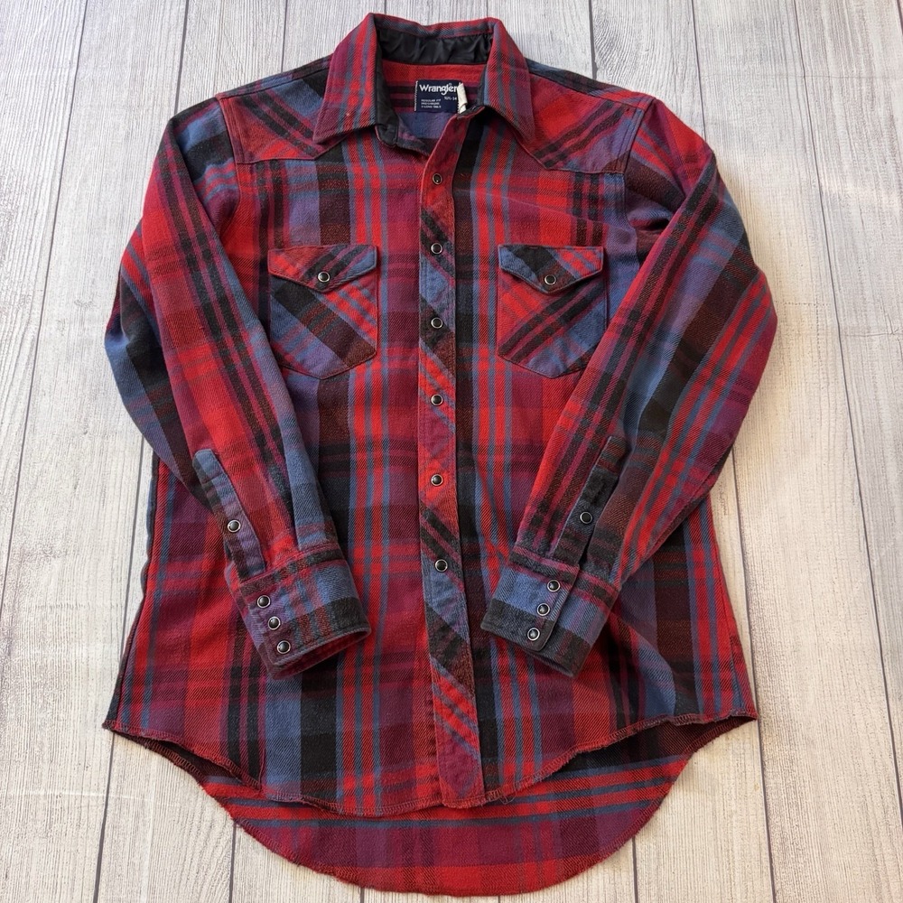 Wrangler Cowboy Cut Men Western Shirt Pearl Snap X Long Tails Reg Fit Large